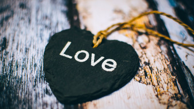 Love message on heart medallion