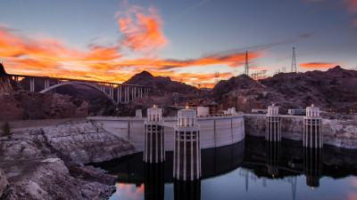Hoover Dam at sunset