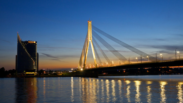 Bridge at sunset from Riga
