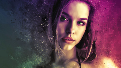 Beautiful illustration with a girl portrait