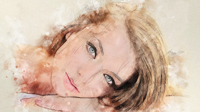 Painted portrait of a beautiful girl