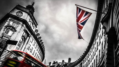 London bus and England flag