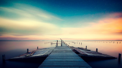 Admiring the night sky on the lake promenade
