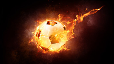The football ball is on fire