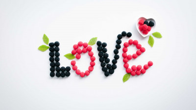Love message with fruits