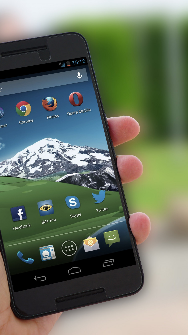 Android phone with classic apps wallpaper 750x1334