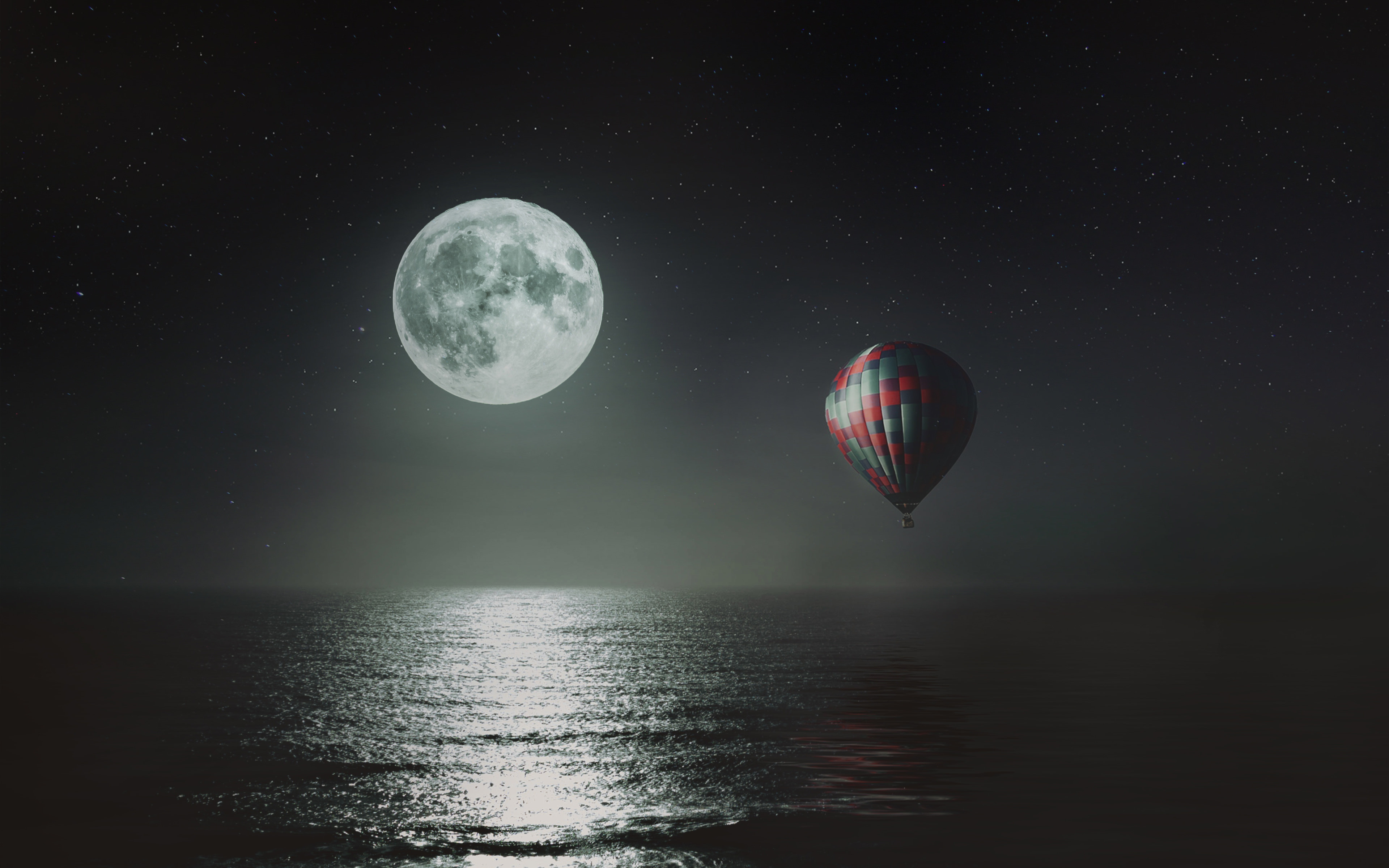 Hot air balloon over the night sky wallpaper 3840x2400